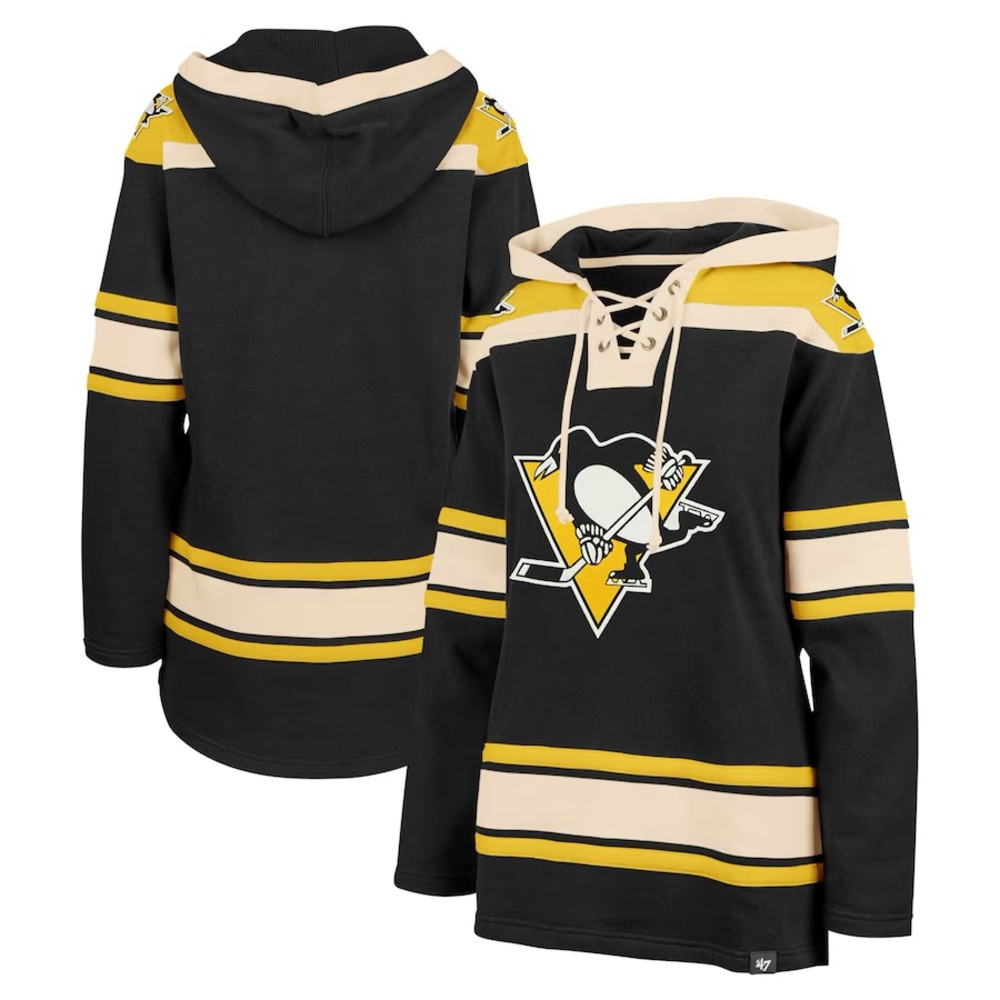 Pittsburgh Penguins '47 Women's Superior Lacer Pullover Hoodie - Black